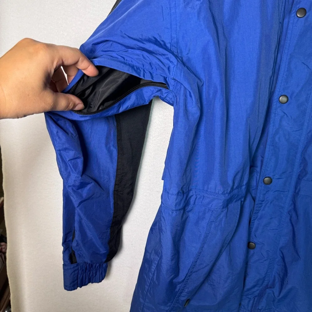 Vintage Luna Pier SPYC Sailing Jacket Mens‎ Medium Blue Black Hooded Windbreaker
